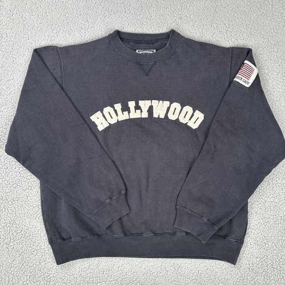 Hard Rock Cafe Other - VTG Hard Rock Cafe Hollywood Crewneck Sweatshirt Men Large Flag Embroidery